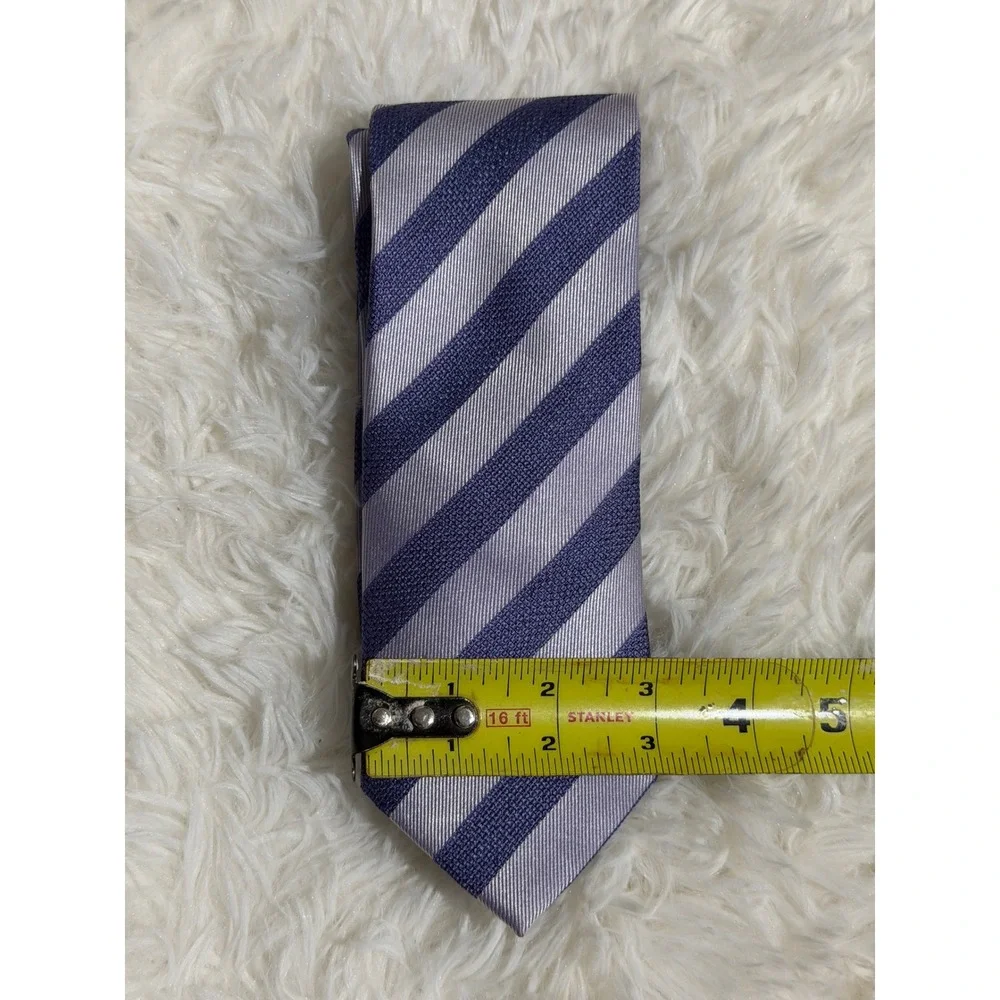 Tattersall Necktie Purple OS Mens Striped Silk Business Professional